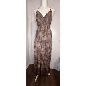 Intuitions Y2K Silk Floral Chiffon Maxi Halter Dress Size 2